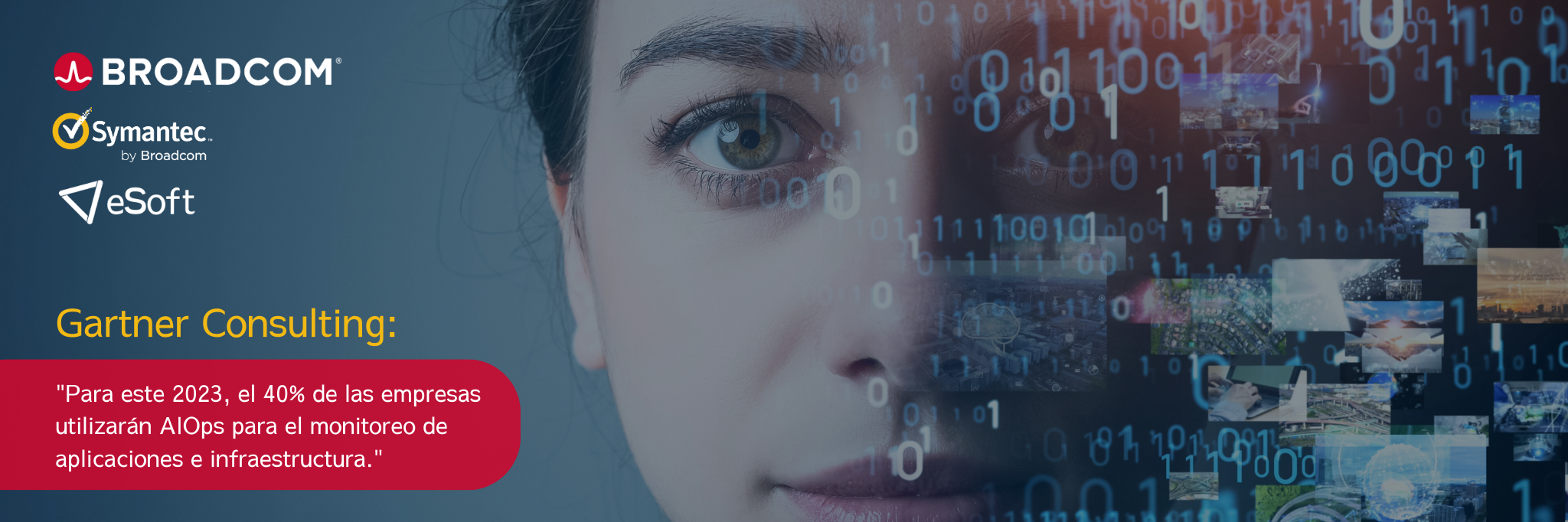 Banner con información relevante sobre AIOps brindada por Gartner Consulting